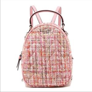 Kate Spade Briar Lane Quilted Tweed Mini Convertible Backpack Pink-NWT.